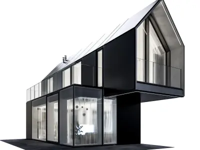 Modern house 17 at night 3D model