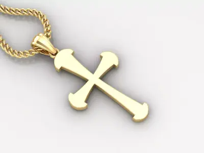 Light Gold 18K Cross Pendant 1CP050 3D print model