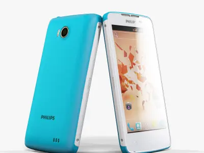 Philips Xenium W732 White Blue Low-poly 3D model