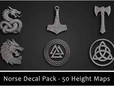 3DT Norse Ornamental Decal and Stamp Pack Low-poly 3D model