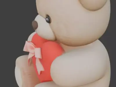 Valentines Day Teddy Bear 3D Model Low-poly 3D model