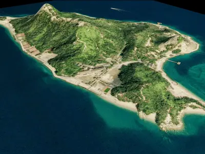 Okunoshima Island full 3d model terrain Low-poly 3D model