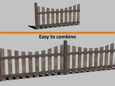 Fence Wood Full Pack Low-poly 3D model