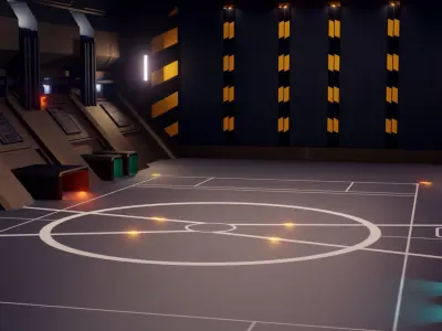 Sci-Fi Hangar - Low Poly - Game Ready -PBR Low-poly 3D model