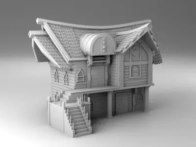Two-storied Vikings house 3D print model