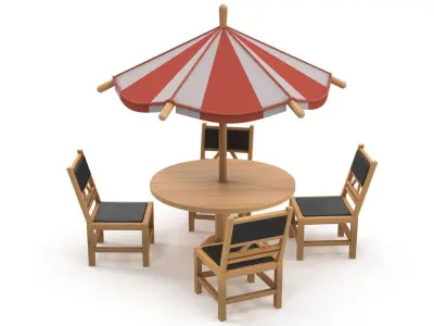 Table and stools 3D model