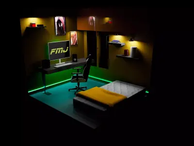 Isometric Gaming Room Low-poly 3D model