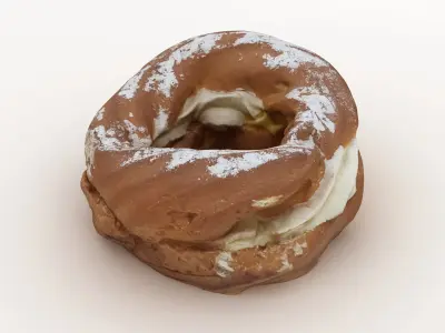 Bagel donut with powdered sugar 3D model