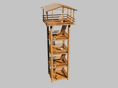 Watch tower unique texture every plank Low-poly 3D model