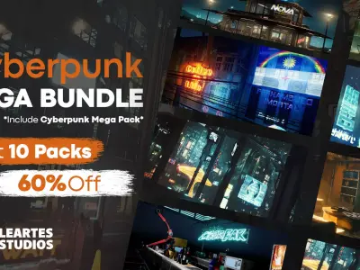 Cyberpunk Environment MegaBundle 10 packs in 1 Low-poly 3D model