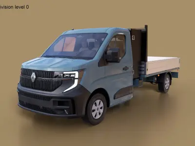  Renault Master Tipper Flatbed V2 Truck PBR Textured 3D Model 
