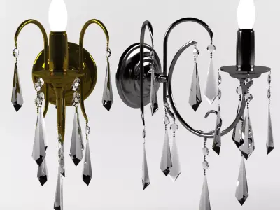 Gold and silver wall lights Low-poly 3D model