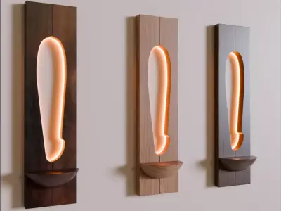 Wooden wall lamp Low-poly 3D model