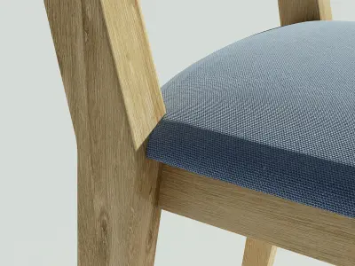 Light Wooden Fabric Sidechair 3D model