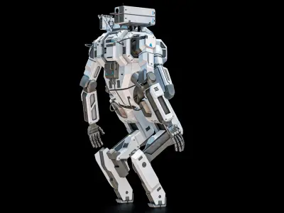  Sci-Fi Combat Mech Exoskeleton Suit - Winter Snow PBR 