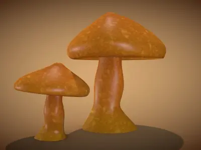 Mushroom 1 two mushrooms Low-poly 3D model