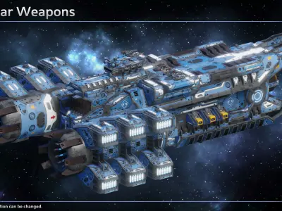 Spaceship Heavy Destroyer Wolfhound Low-poly 3D model