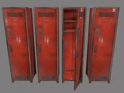 locker 4 metal lockers - metal lockers Low-poly 3D model