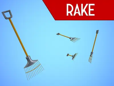 RAKE CARTOON STYLIZED Low-poly 3D model