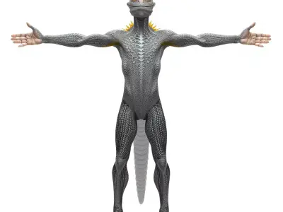 Reptilian Humanoid Creature Model Pack Low-poly 3D model