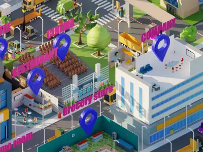 Low Poly Interior City Low-poly 3D model