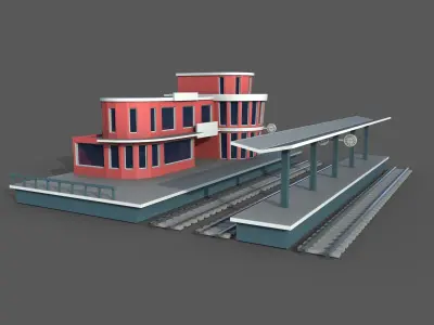 Train Station Game Ready 2 Low-poly 3D model