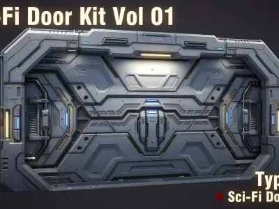 Sci-Fi Door Kit Vol 01-Type A-PBR Low-poly 3D model