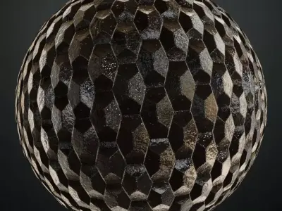 Hammered Obsidian Hexagonal Paving PBR Seamless Texture