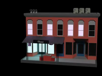 Shop or Restaurant Low-poly 3D model