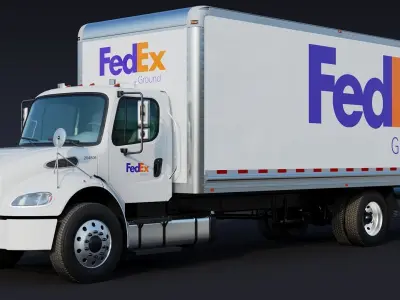 2020 Freightliner M2 106 Box truck Fedex Low-poly 3D model