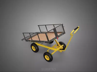 TILTING LIFT MESH BED DUMP GARDEN WAGON FOUR CARGO CAGE CART 4W 3D model