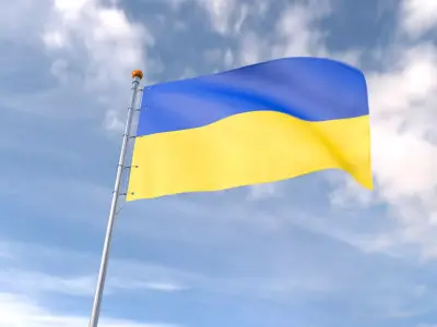 Flag Ukraine animated loop 3D model