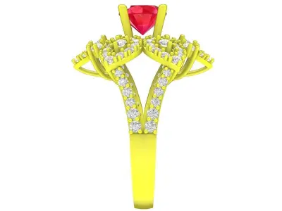 Luxury Floral Halo Ring 3D Model 6065 3D print model