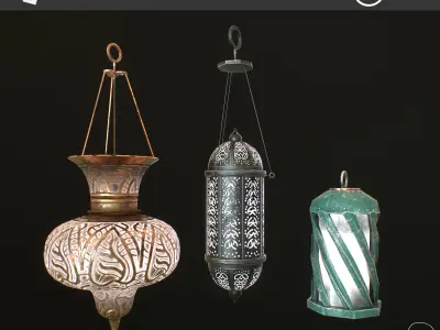 ancient Lamps low poly PBR  Low-poly 3D model