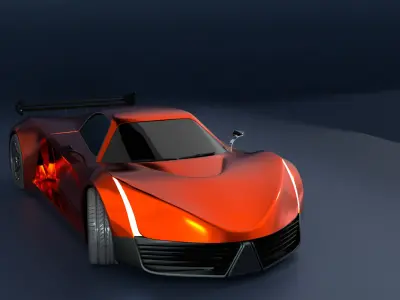 High Performance Sports Car 3D Model  Blender Shaded Low-poly 3D model