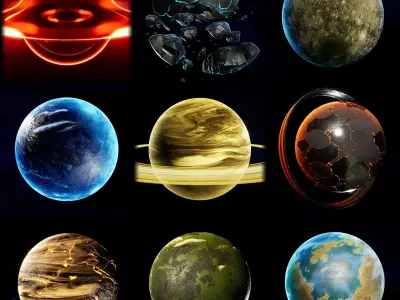 Sci-Fi Planets Pack vol 2 Low-poly 3D model