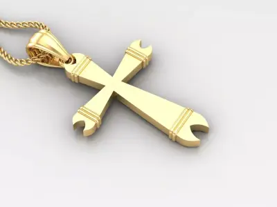 Light Gold 18K Cross Pendant 2CP098 3D print model