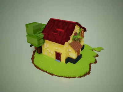 Voxel 3D simple farm house game asset 3D model