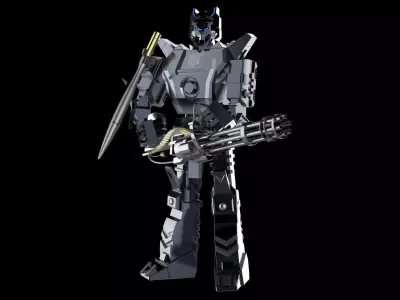 robot metal holding sword 3D model