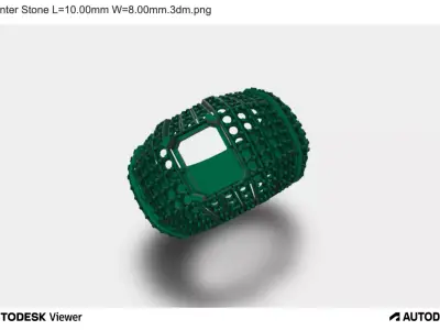 Men Ring with Emerald Cut Center Stone and Side Stones 3D print model
