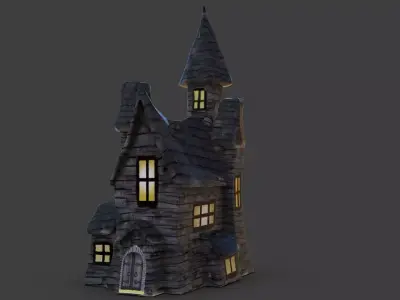 Haunted House Toon Low-poly 3D model