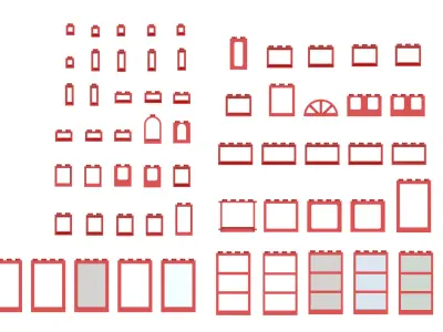 TwindBricks3D - 60 Piece Window Part Collection - Part 1 3D print model
