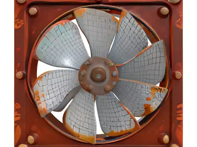 Rusty Industrial Exhaust Fan Low-poly 3D model
