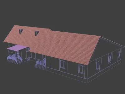 Old agroturistic building game ready Low-poly 3D model