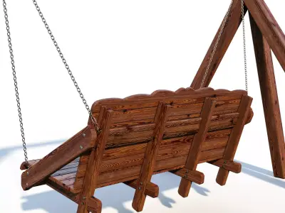 Wooden swing 3D model buy