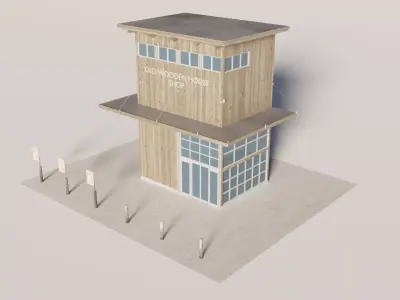 Old wooden house shop 3D model