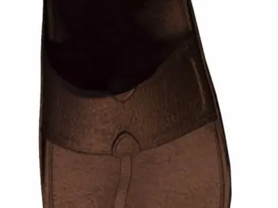 Cartoon High Poly Subdivision Brown Sandals 3D Model Low-poly 3D model