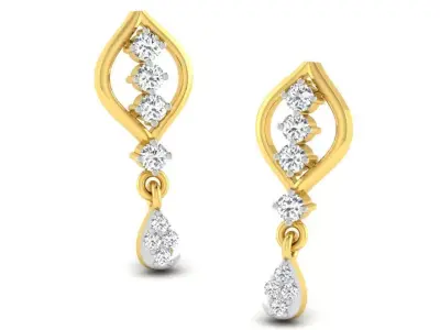 Gold Diamond Women Earring 3D print Model 3D print model 188
