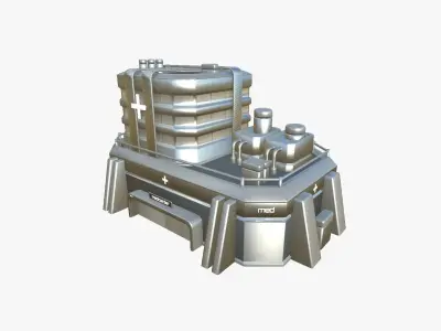 SciFi Hospital A08 Metallic - Sci Fi Exterior Design Low-poly 3D model