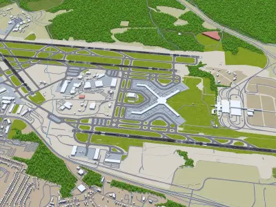 Pittsburgh Airport 12km Low-poly 3D model